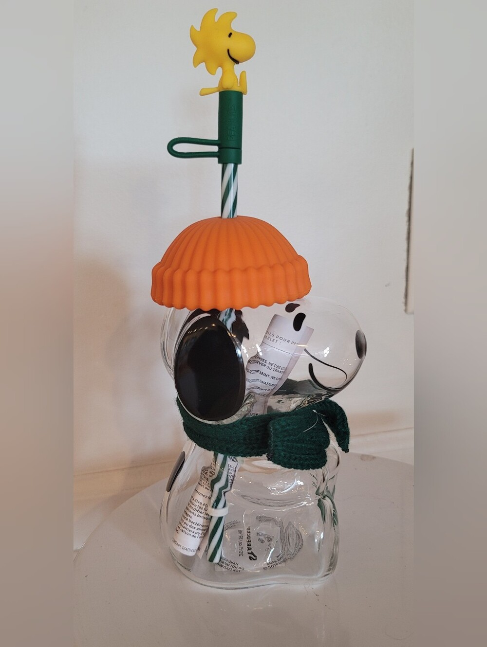 New Clear Glass Starbilucks SNoopy Glass.